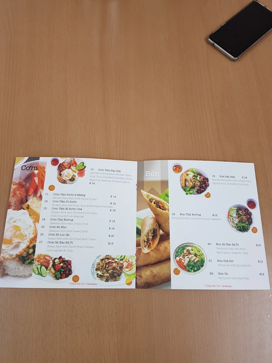 Menu, Thanh Van Restaurant