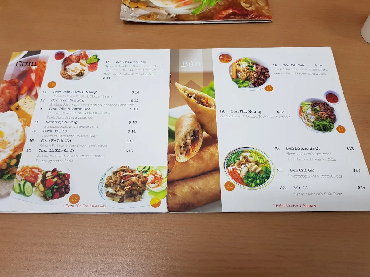 Menu, Thanh Van Restaurant