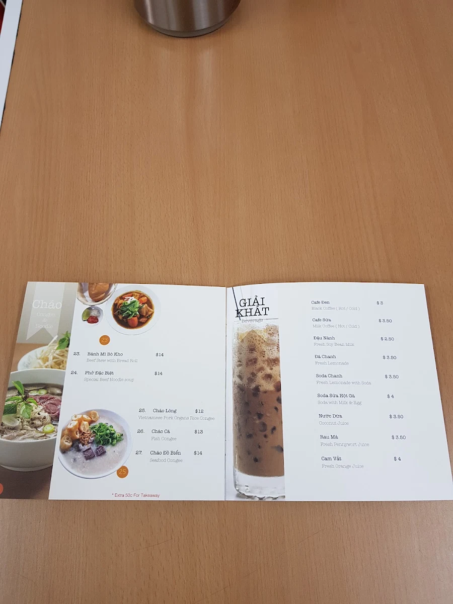Menu, Thanh Van Restaurant