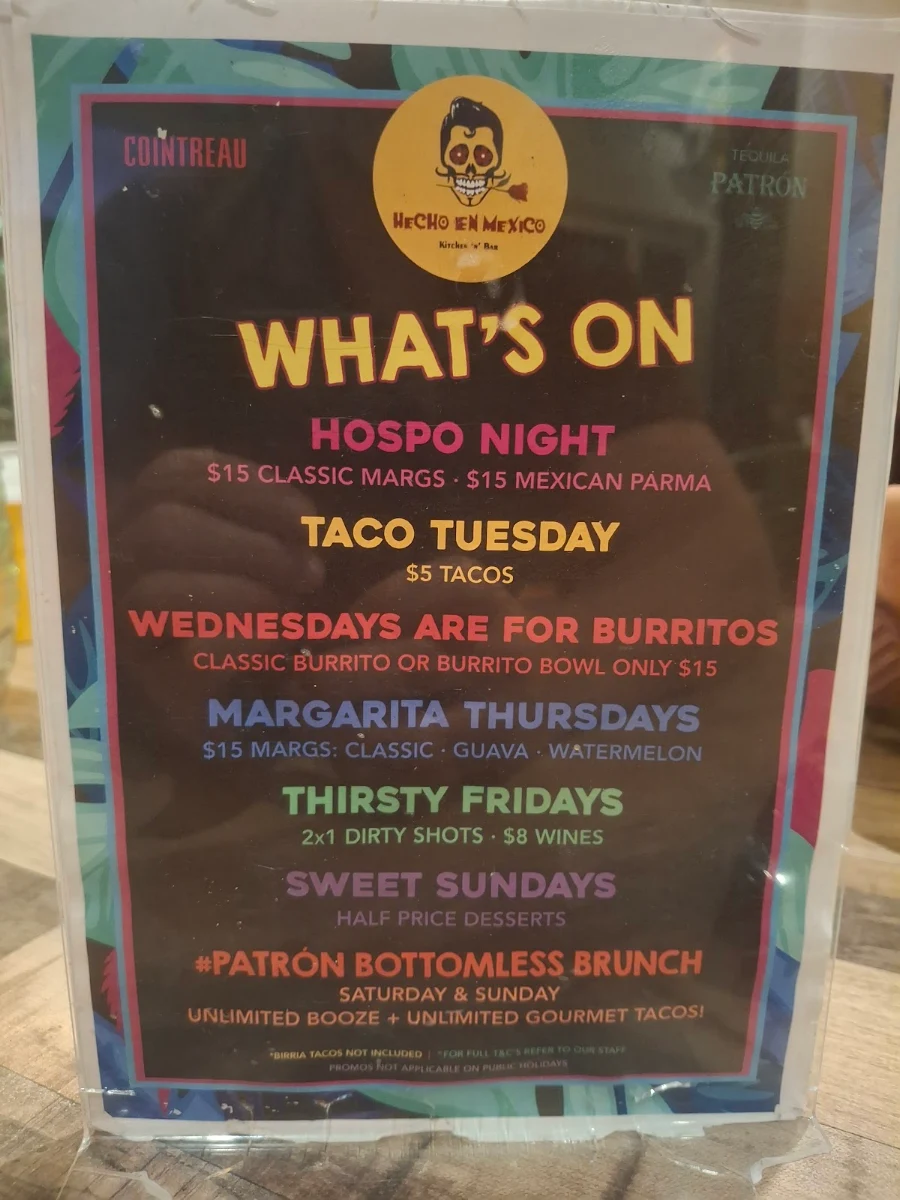 Menu, Hecho En Mexico Altona