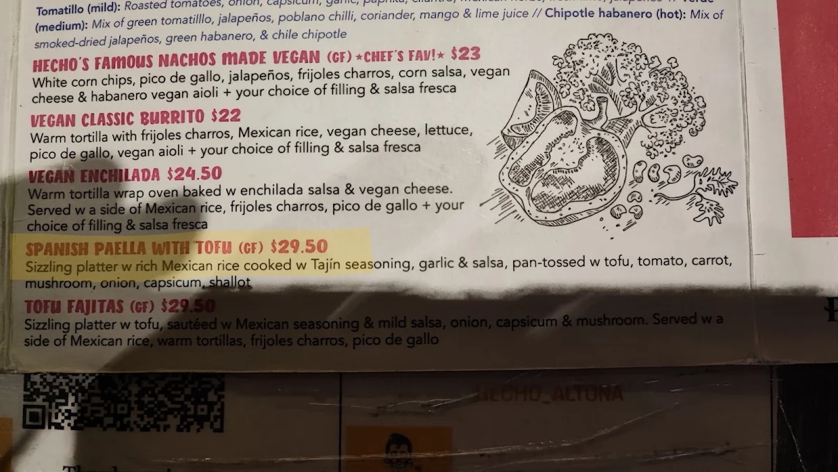 Menu, Hecho En Mexico Altona
