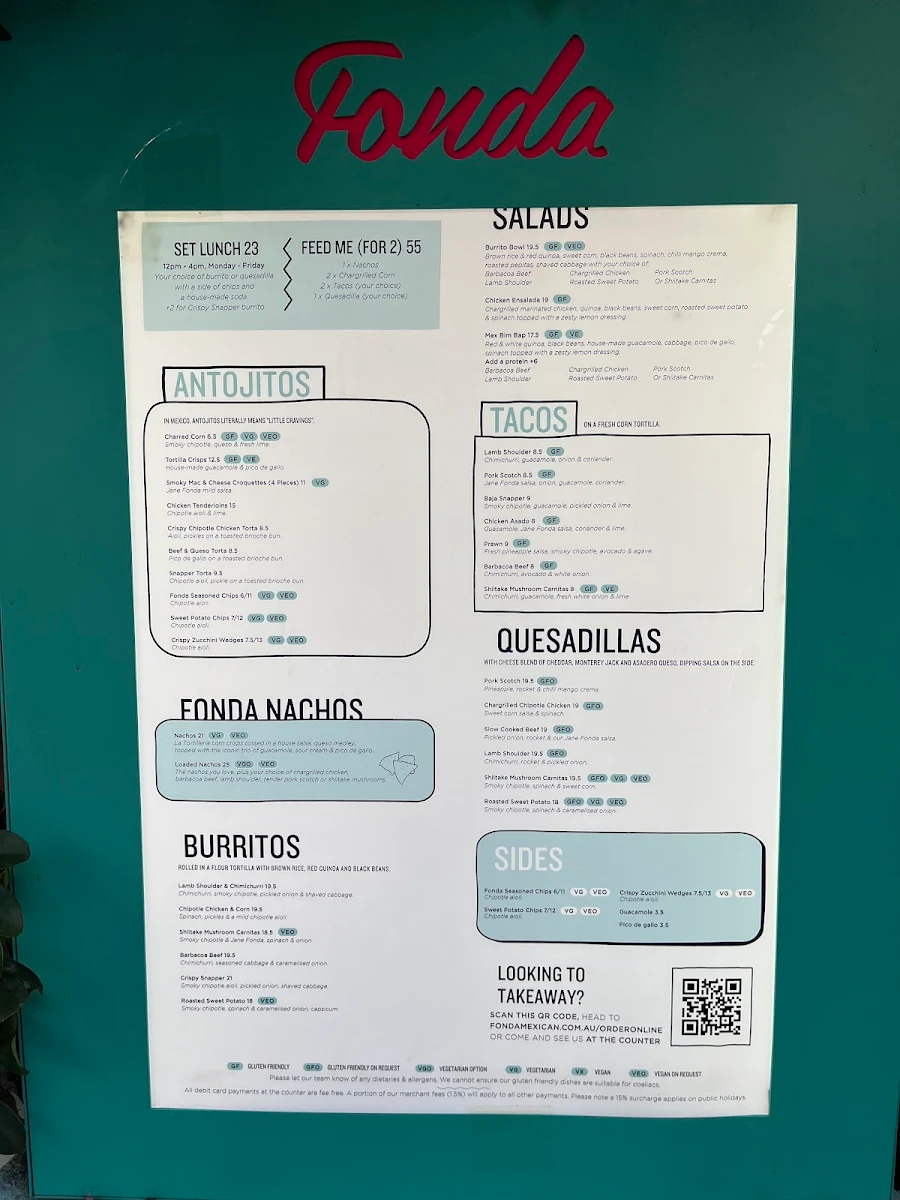 Menu, Fonda Mexican Knox