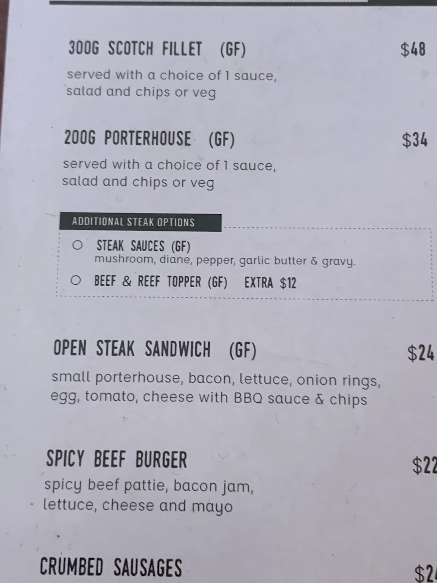 Menu, Golden Age Hotel