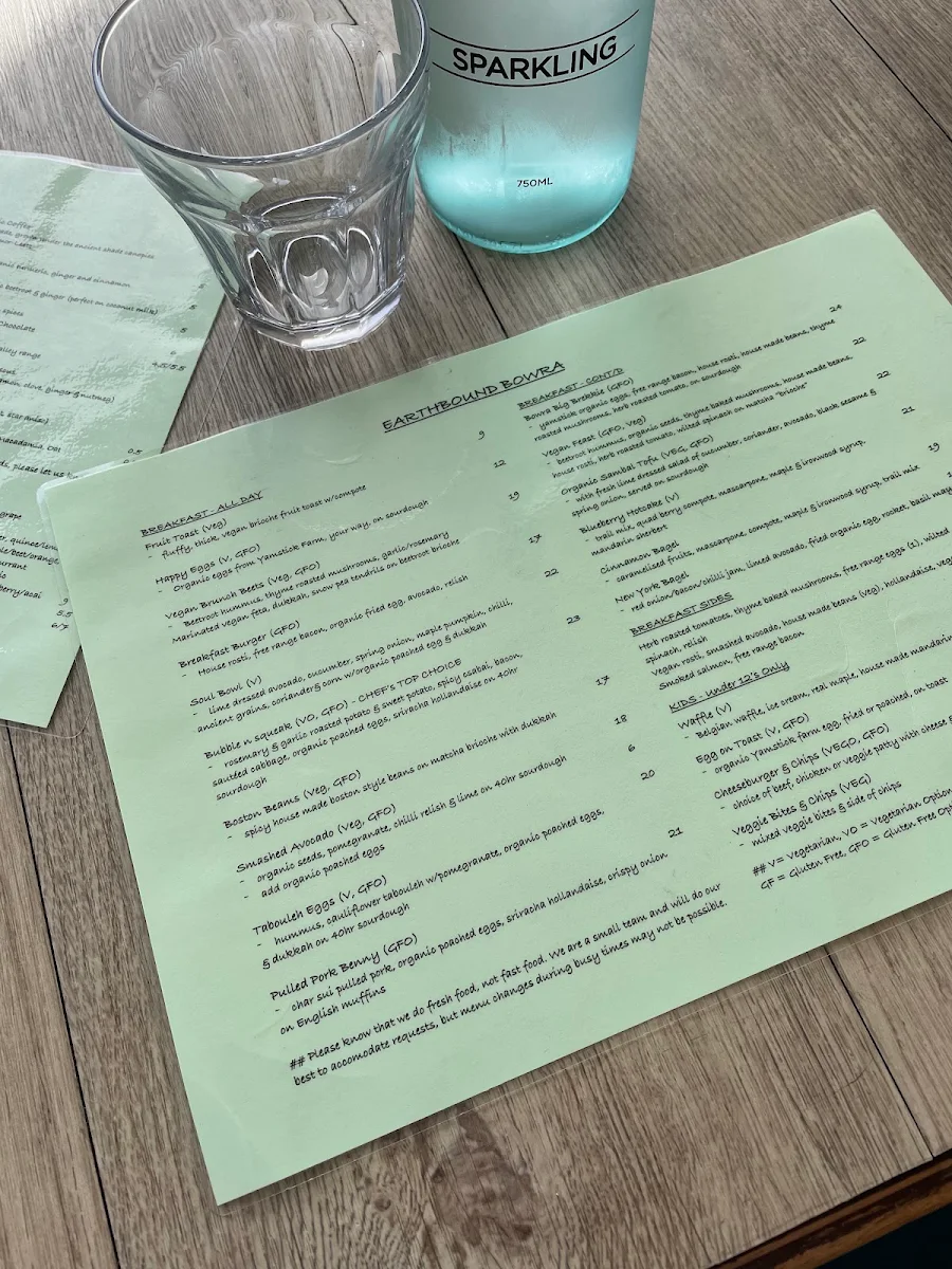Menu, Earthbound Bowra