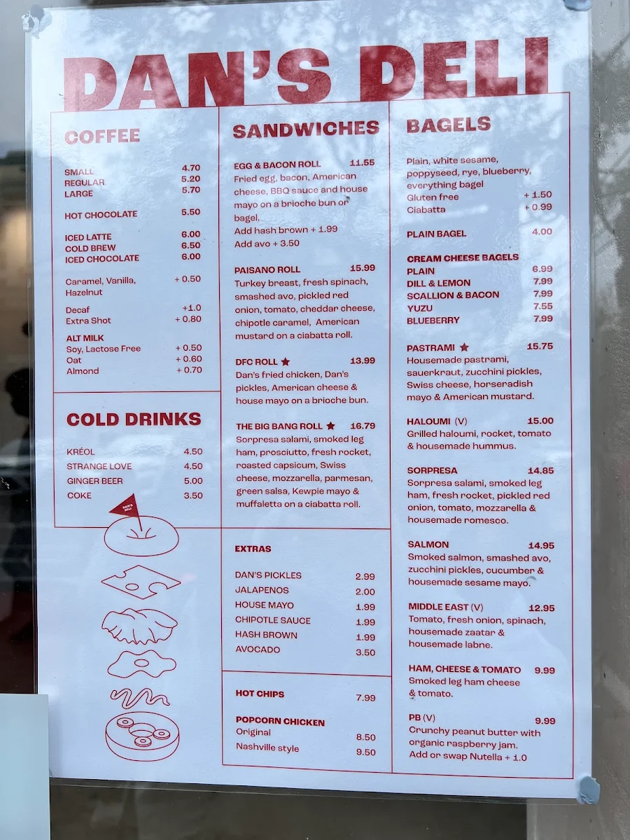 Menu, Dan's Deli
