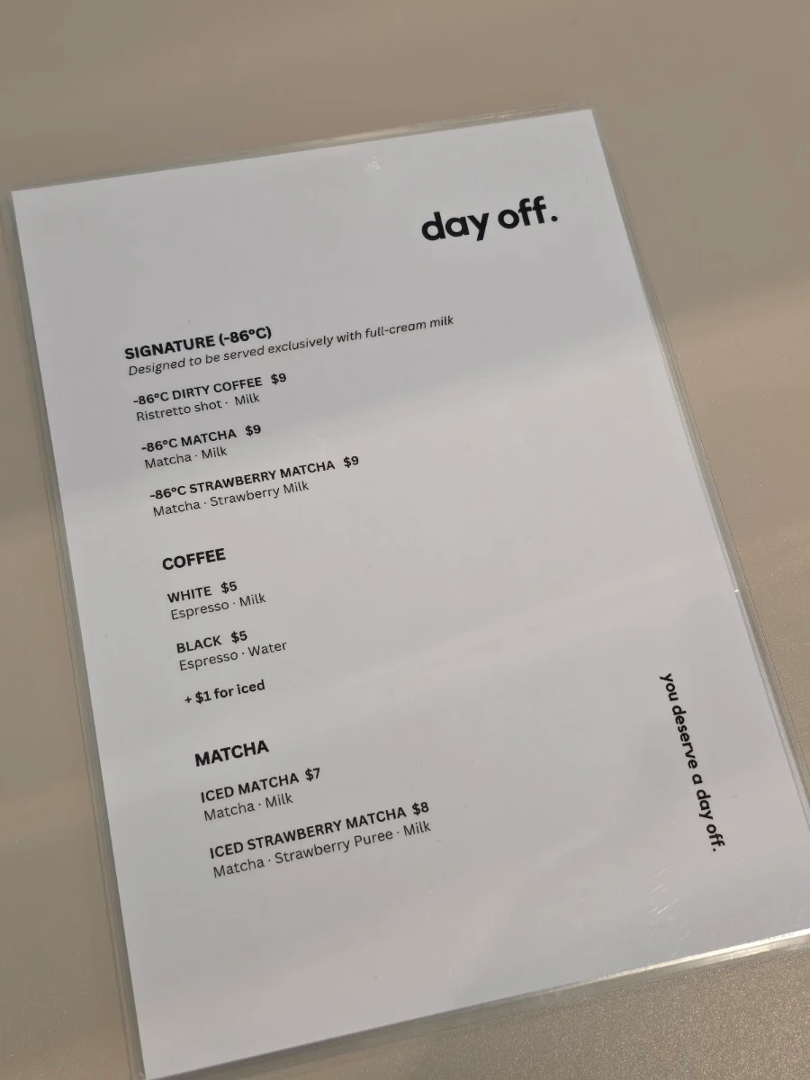 Menu, Day Off