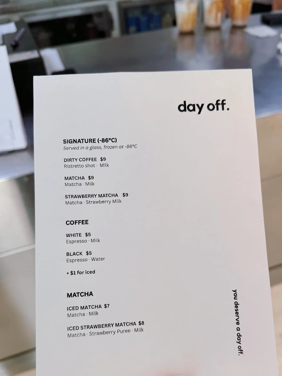 Menu, Day Off
