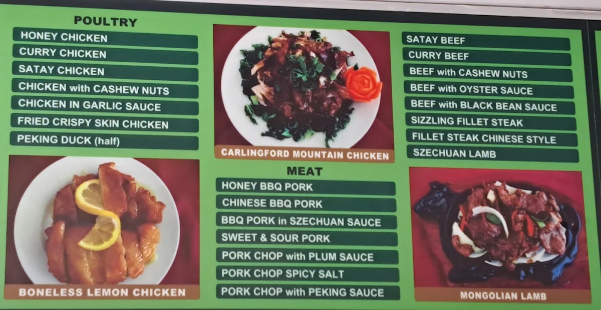Menu, Carlingford Chinese Restaurant