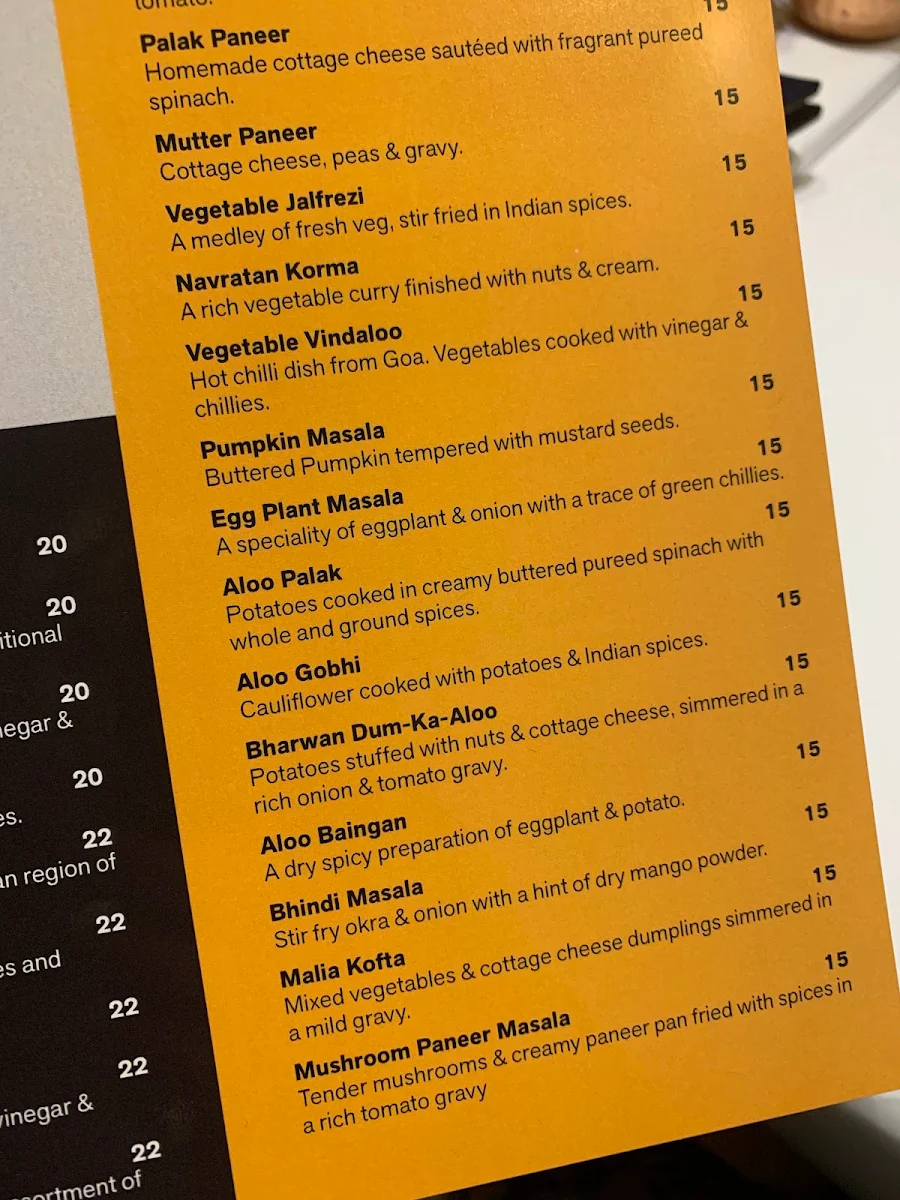 Menu, Cinnamon Club