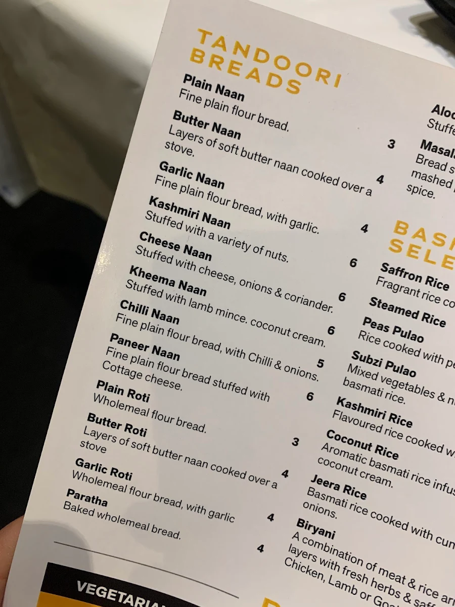 Menu, Cinnamon Club