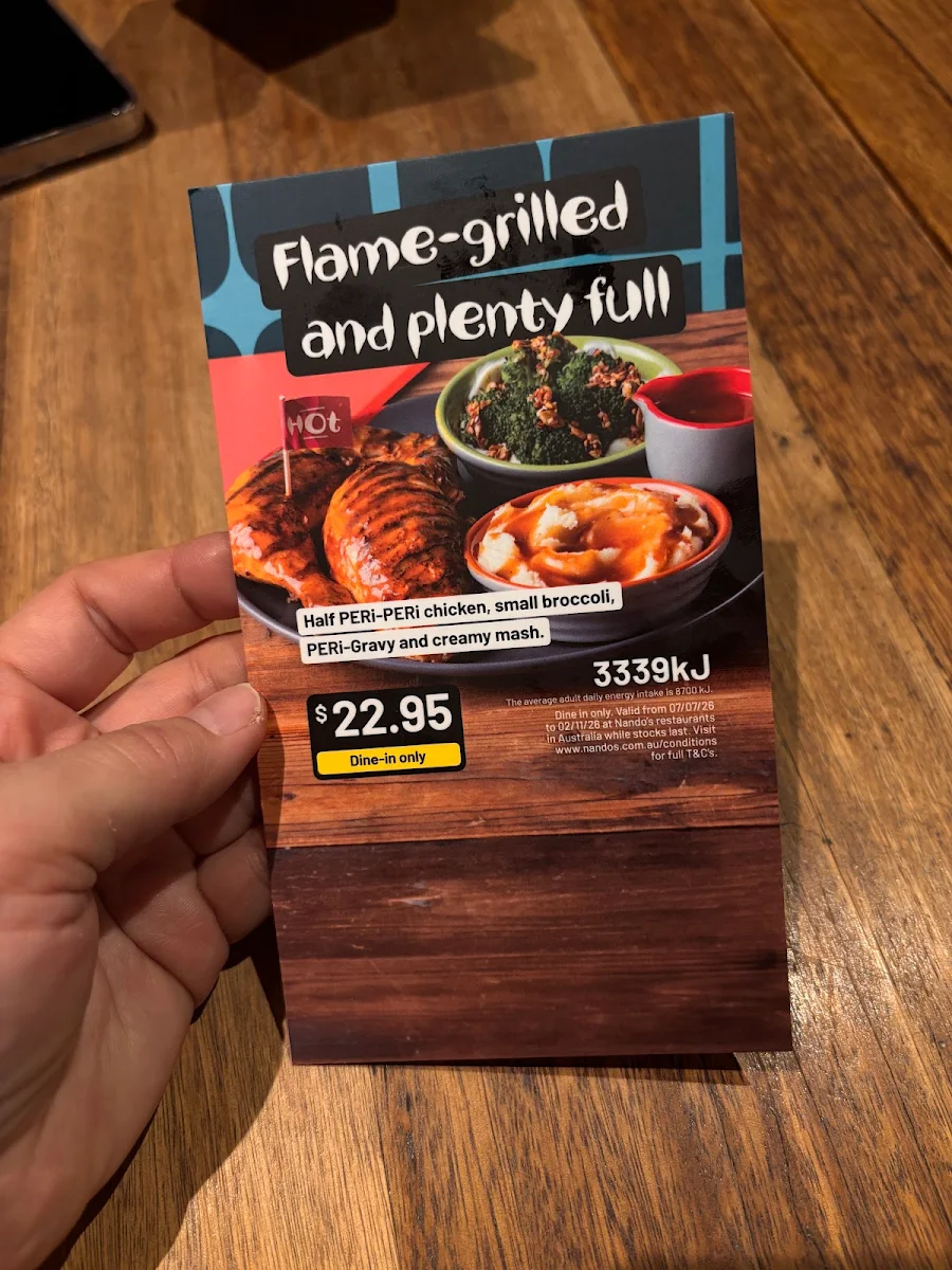 Menu, Nando's Robina