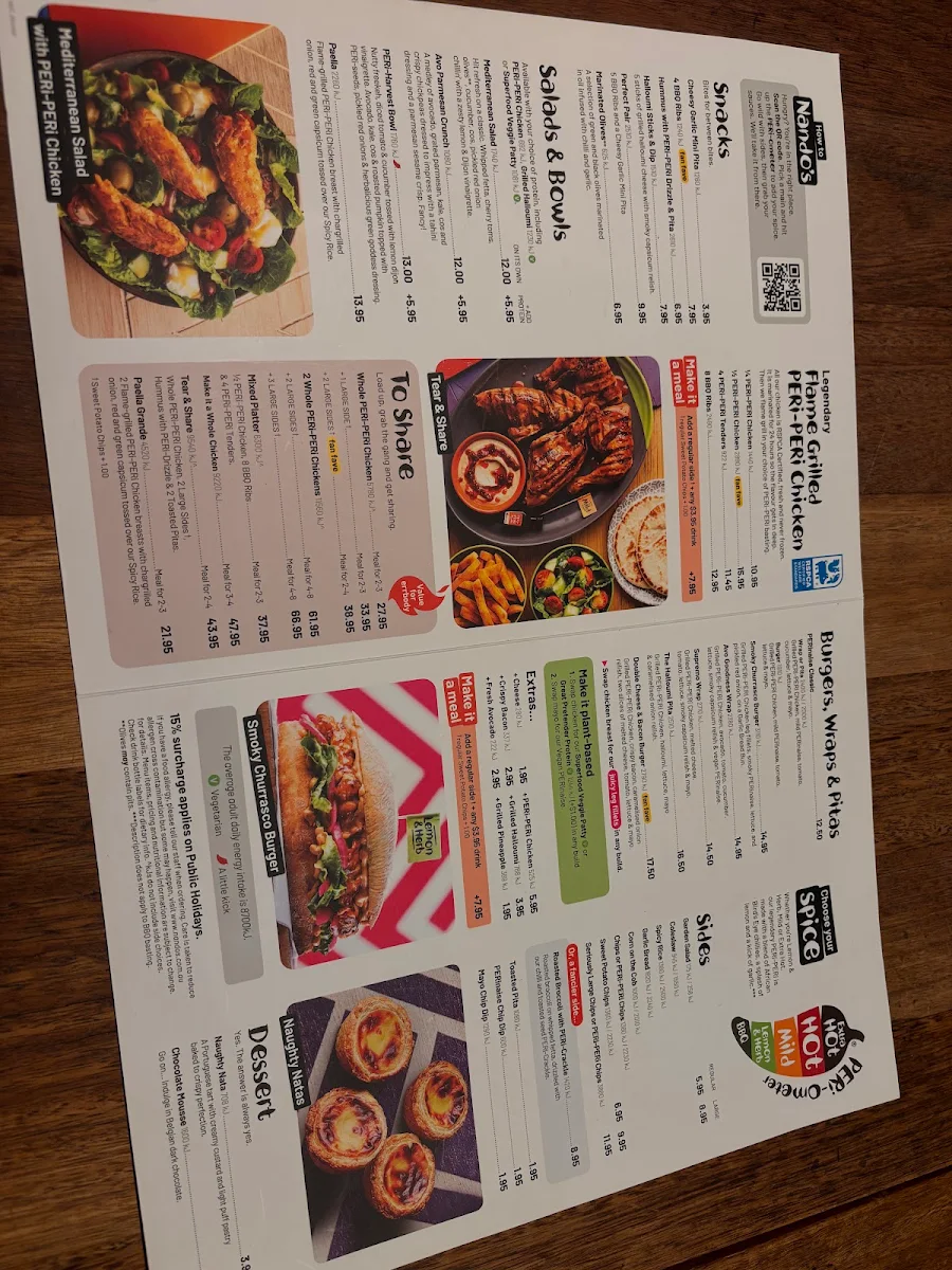 Menu, Nando's Robina
