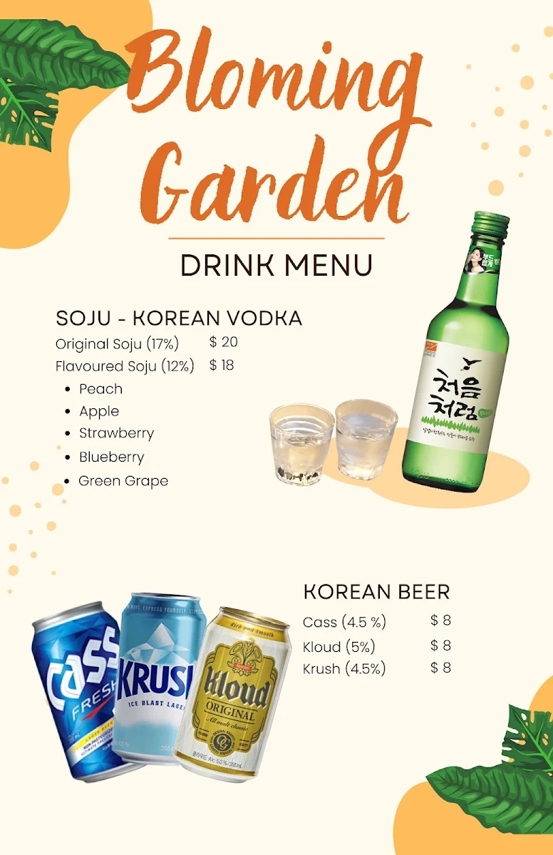 Menu, Blooming Garden