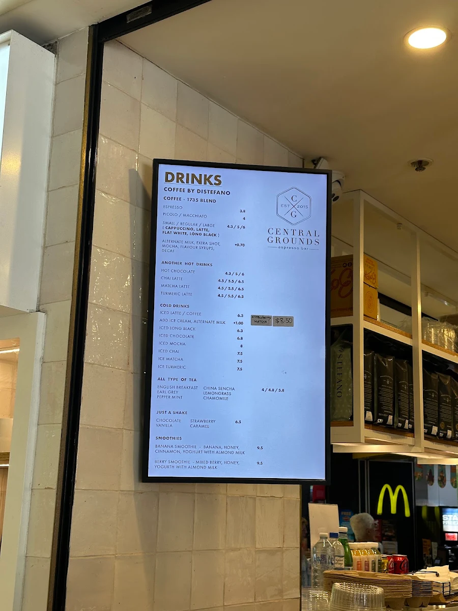 Menu, Central Grounds Espresso Bar