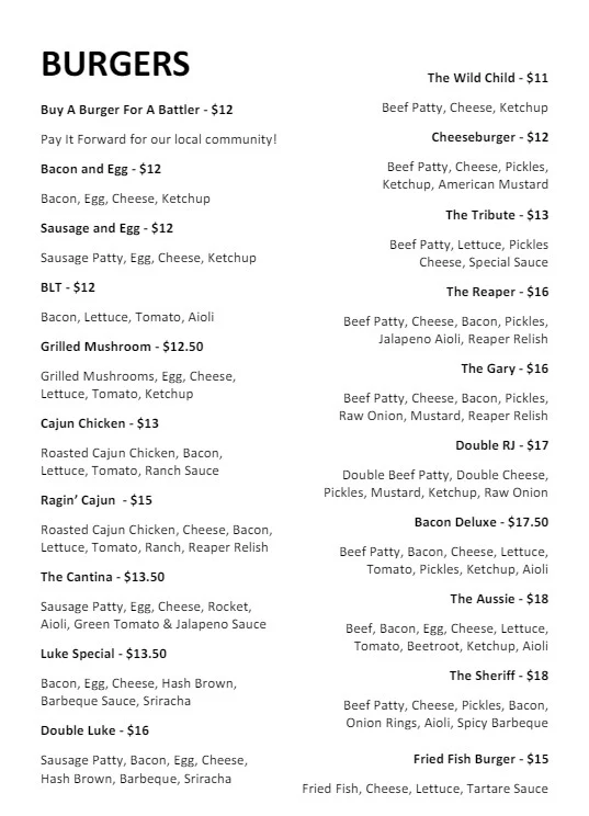 Menu, Ryan John Coffee and Kitchen