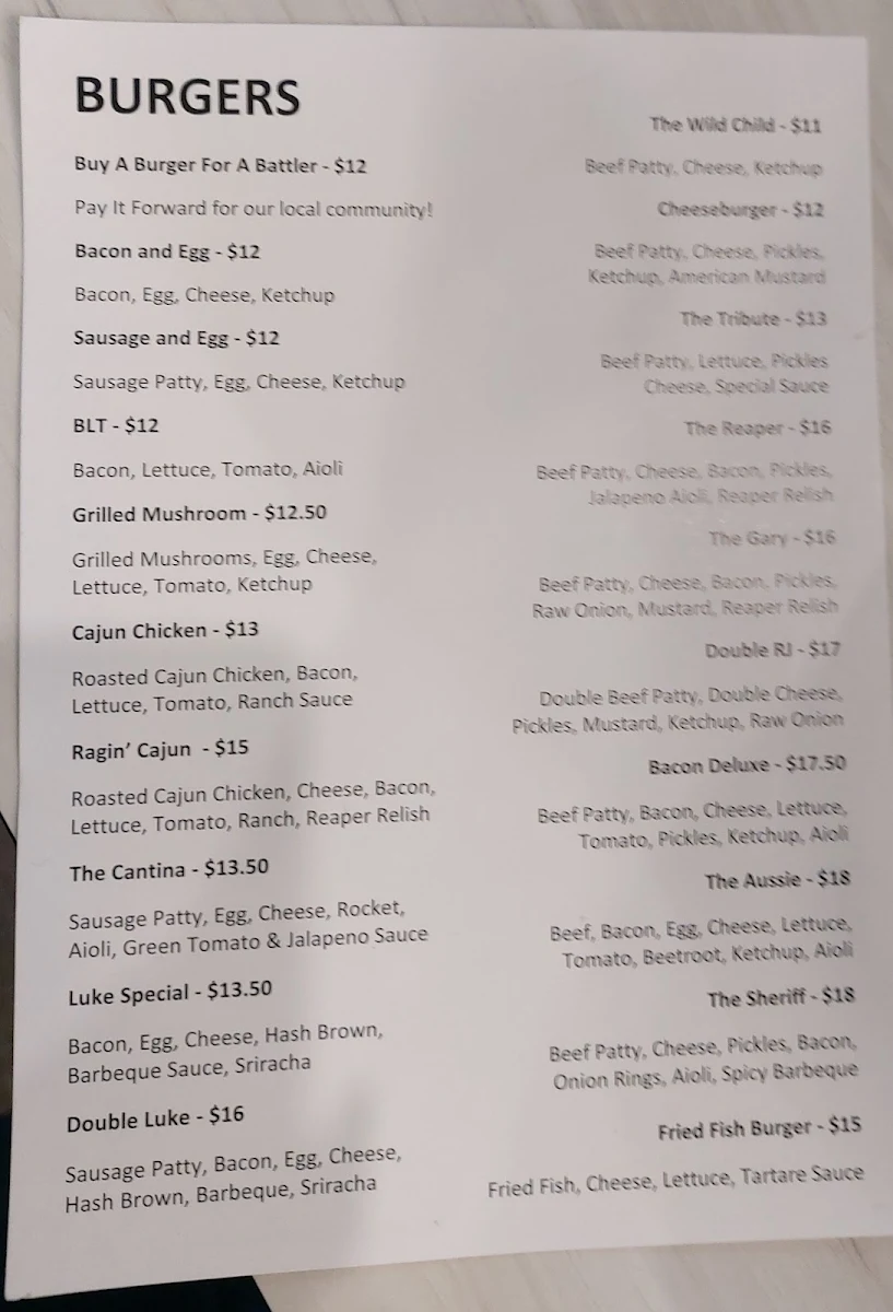 Menu, Ryan John Coffee and Kitchen