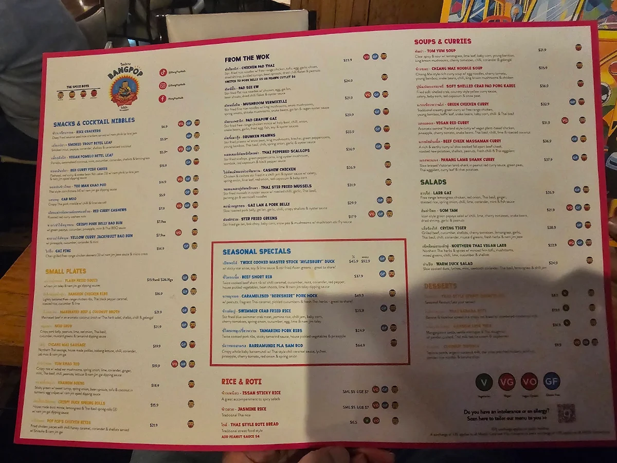 Menu, BangPop
