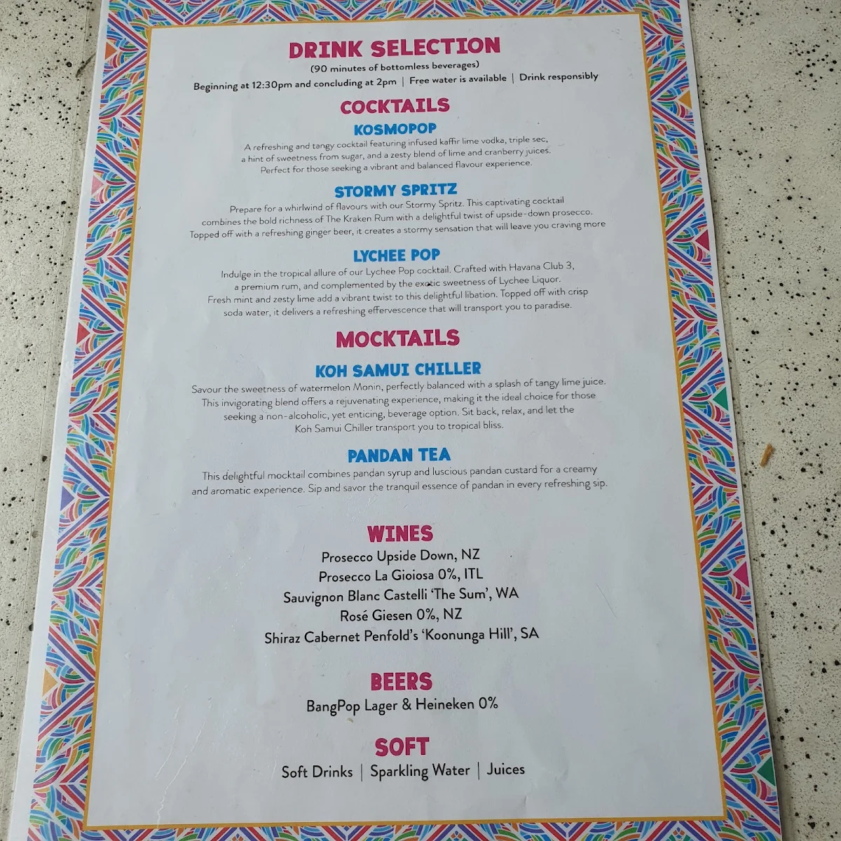 Menu, BangPop