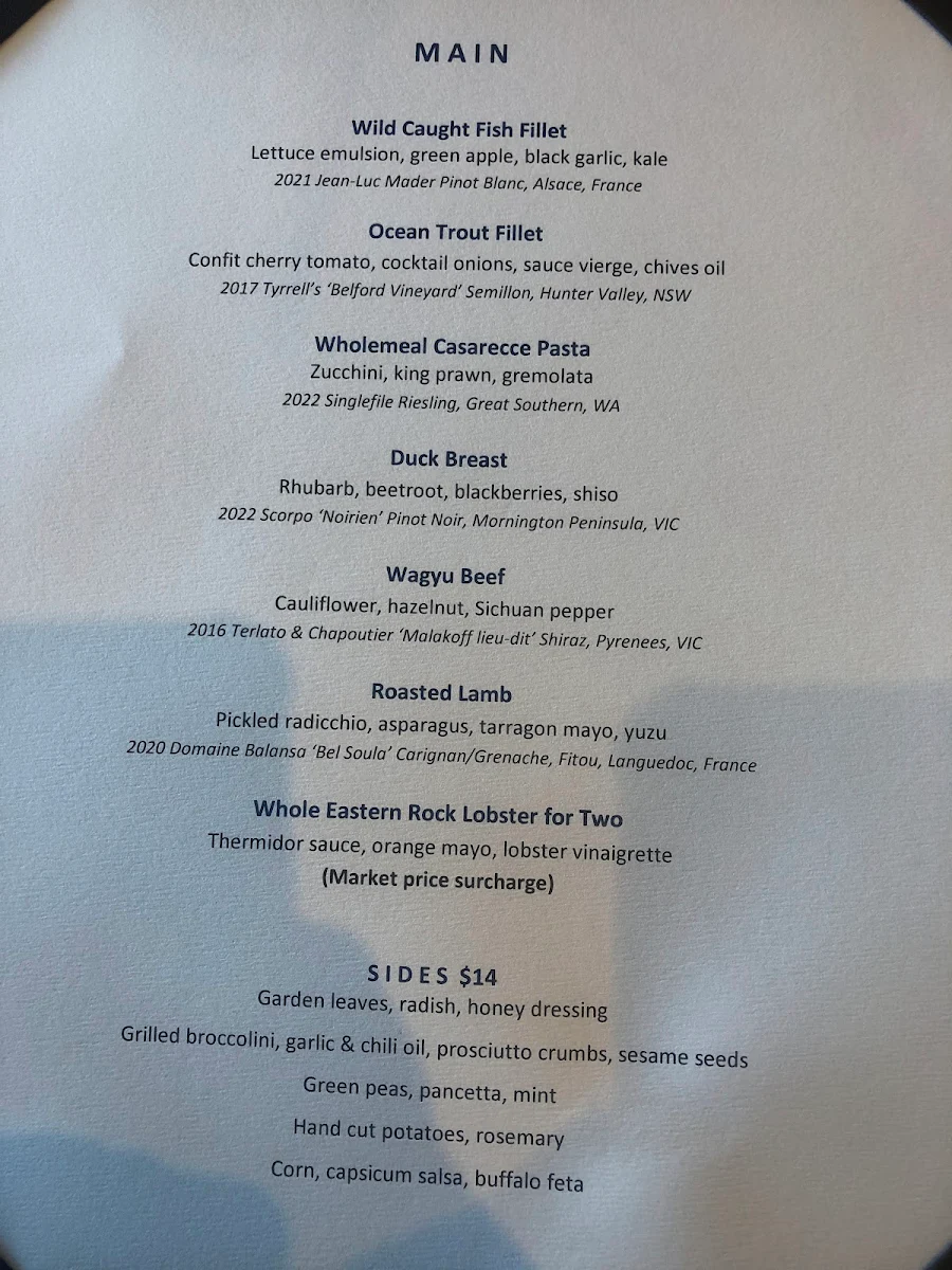 Menu, Jonah’s Restaurant & Boutique Hotel