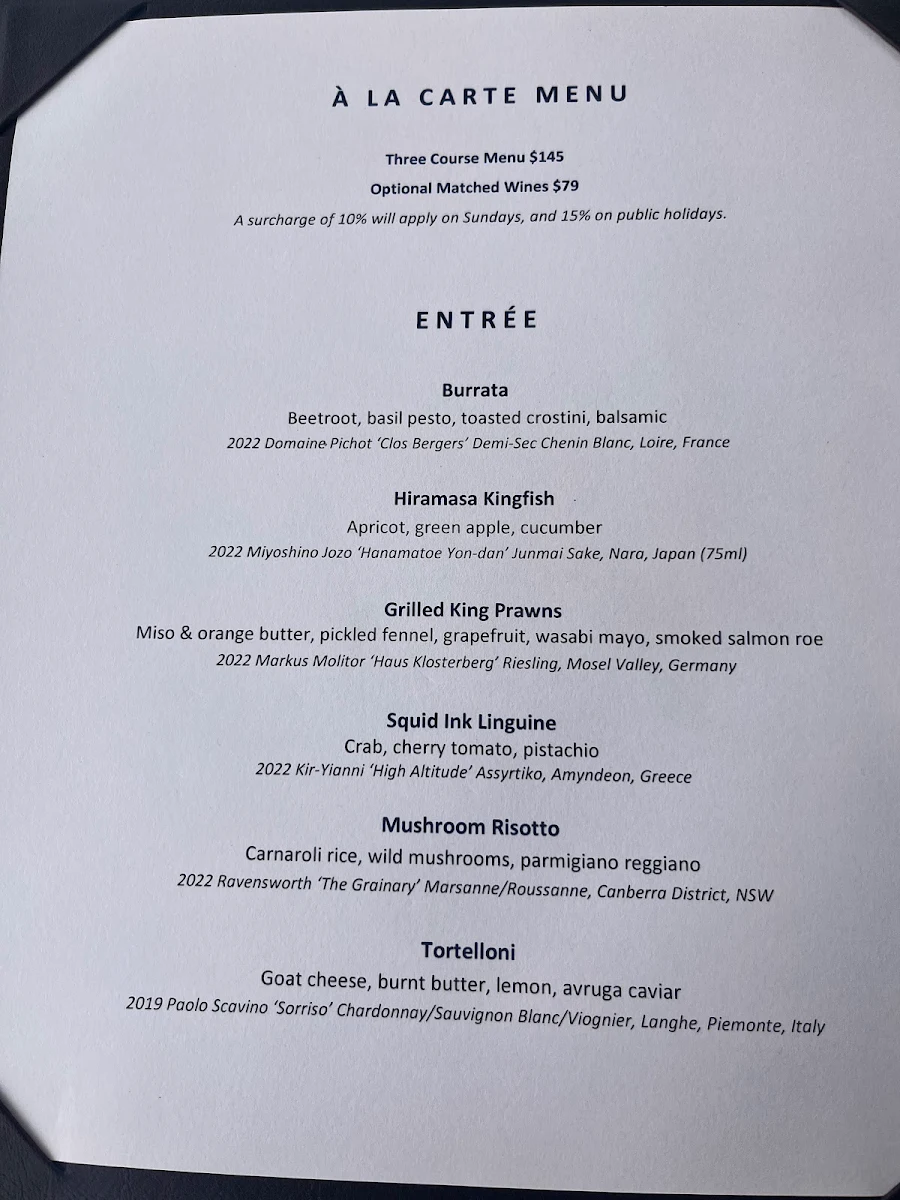 Menu, Jonah’s Restaurant & Boutique Hotel