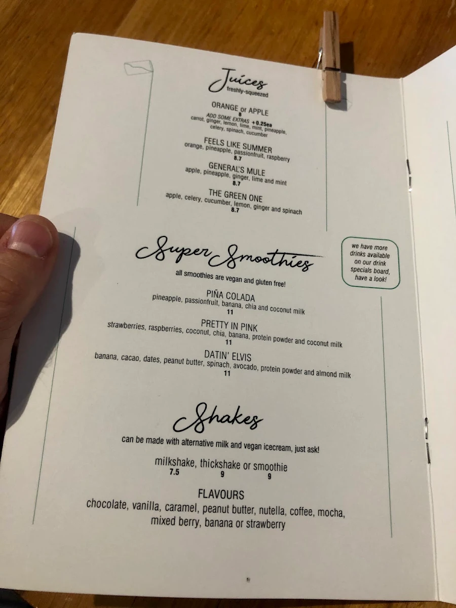 Menu, the Lilydale General