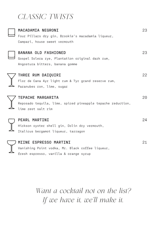 Menu, MIINE
