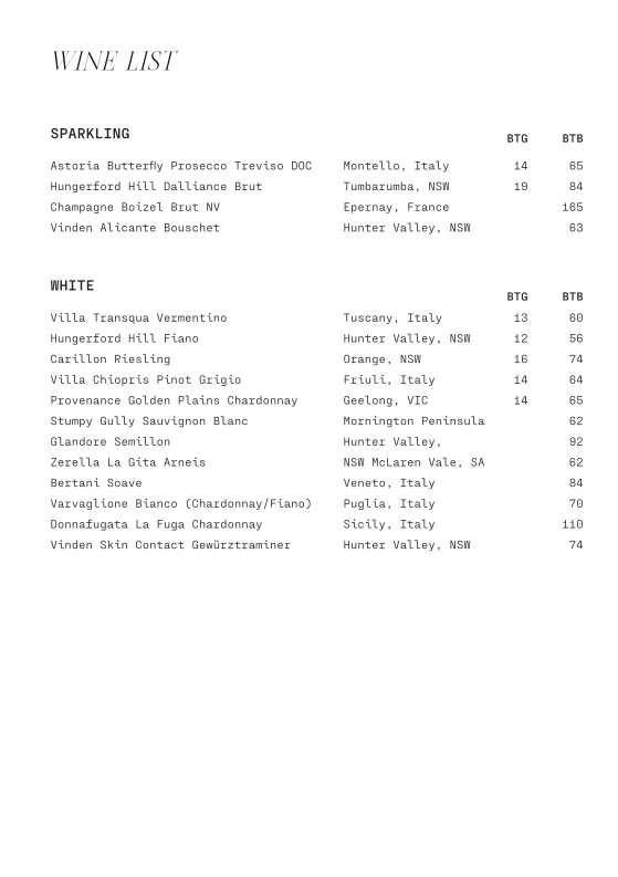 Menu, MIINE