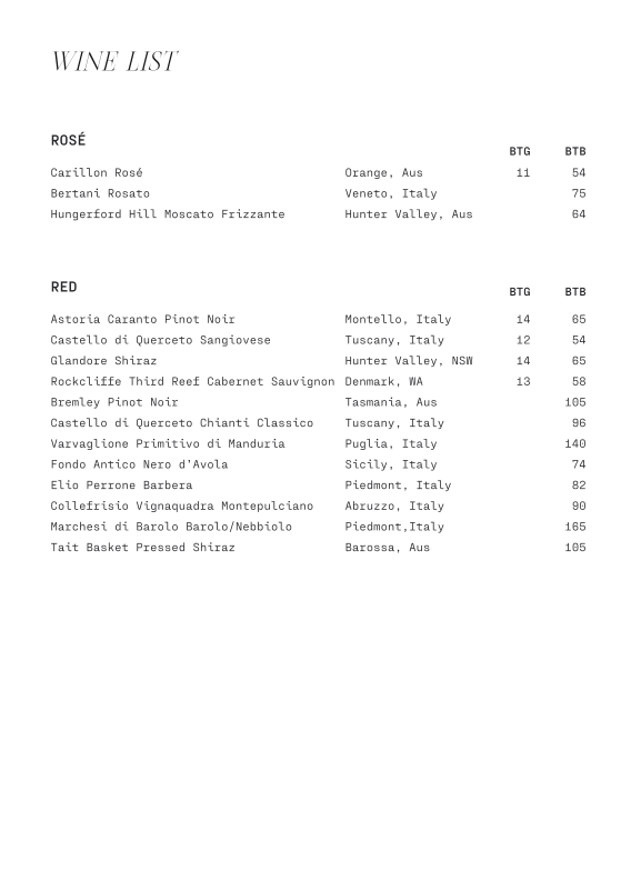 Menu, MIINE