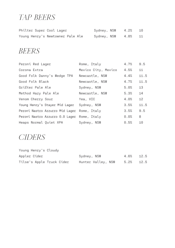 Menu, MIINE