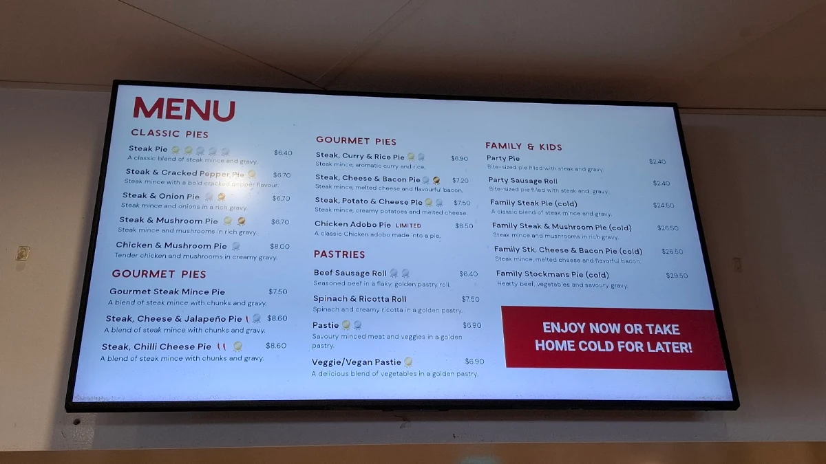 Menu, Bourkies Bakehouse