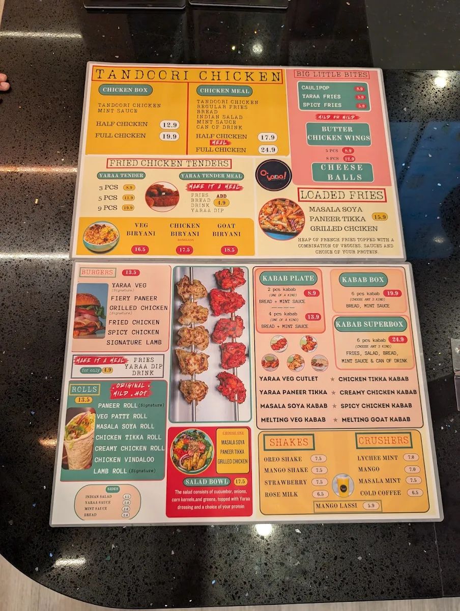 Menu, O'Yaraa - Original Grilled Chicken
