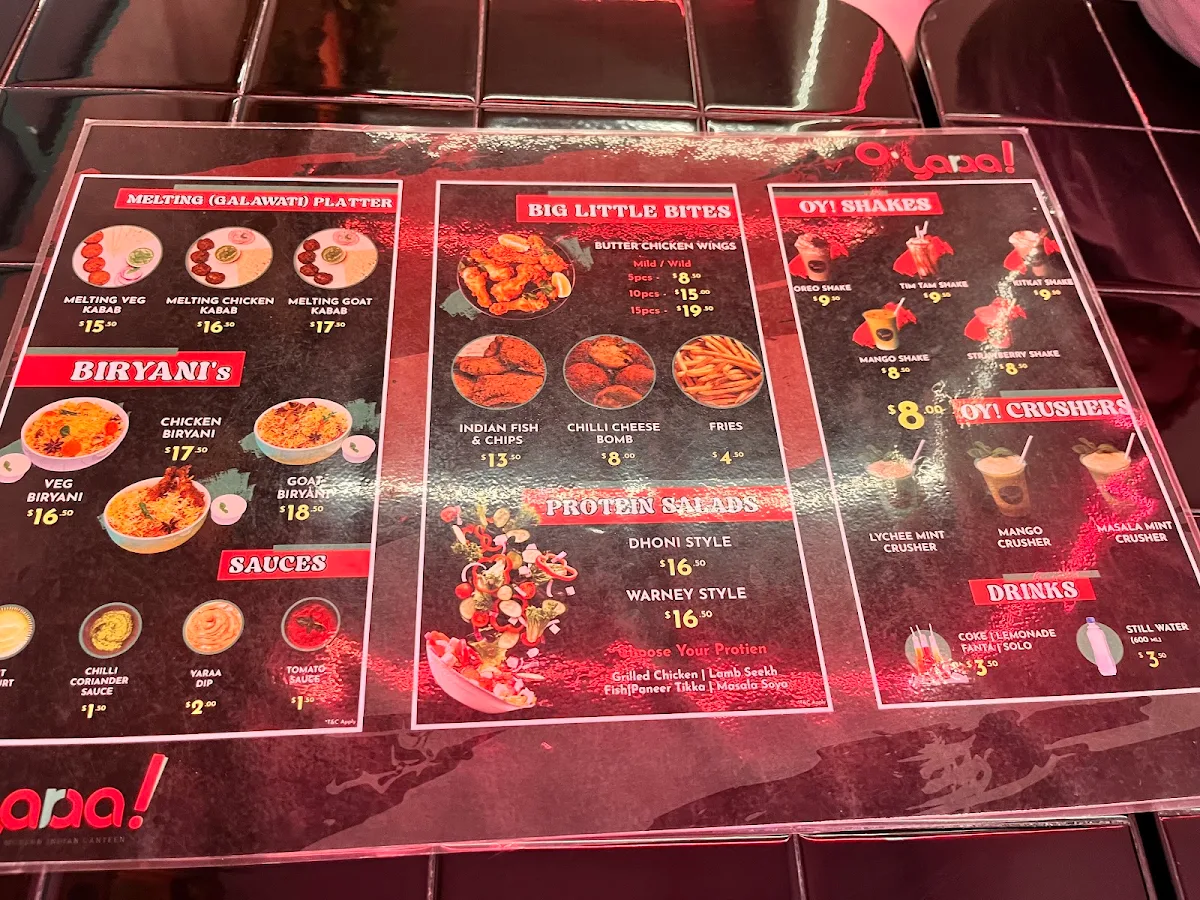 Menu, O'Yaraa - Original Grilled Chicken