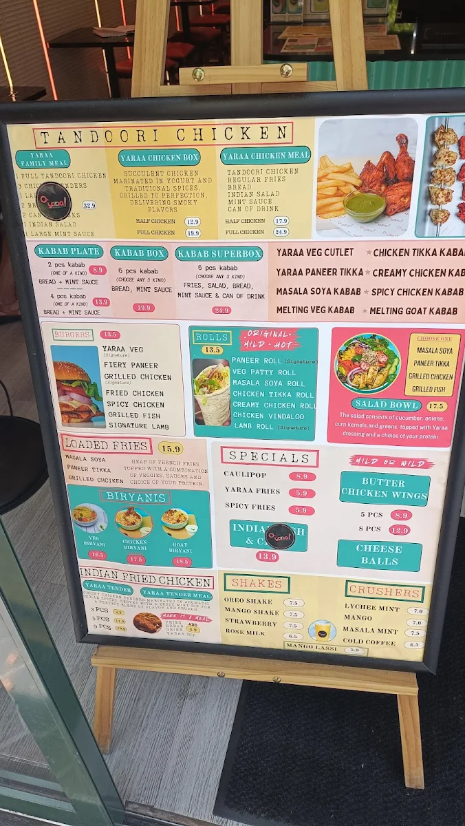Menu, O'Yaraa - Original Grilled Chicken