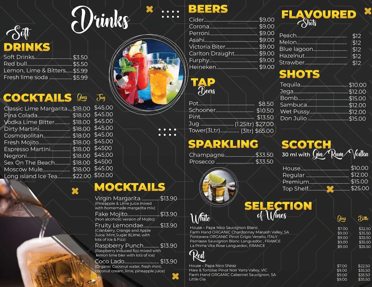 Menu, Gallery Pizza Bar & Shisha Lounge