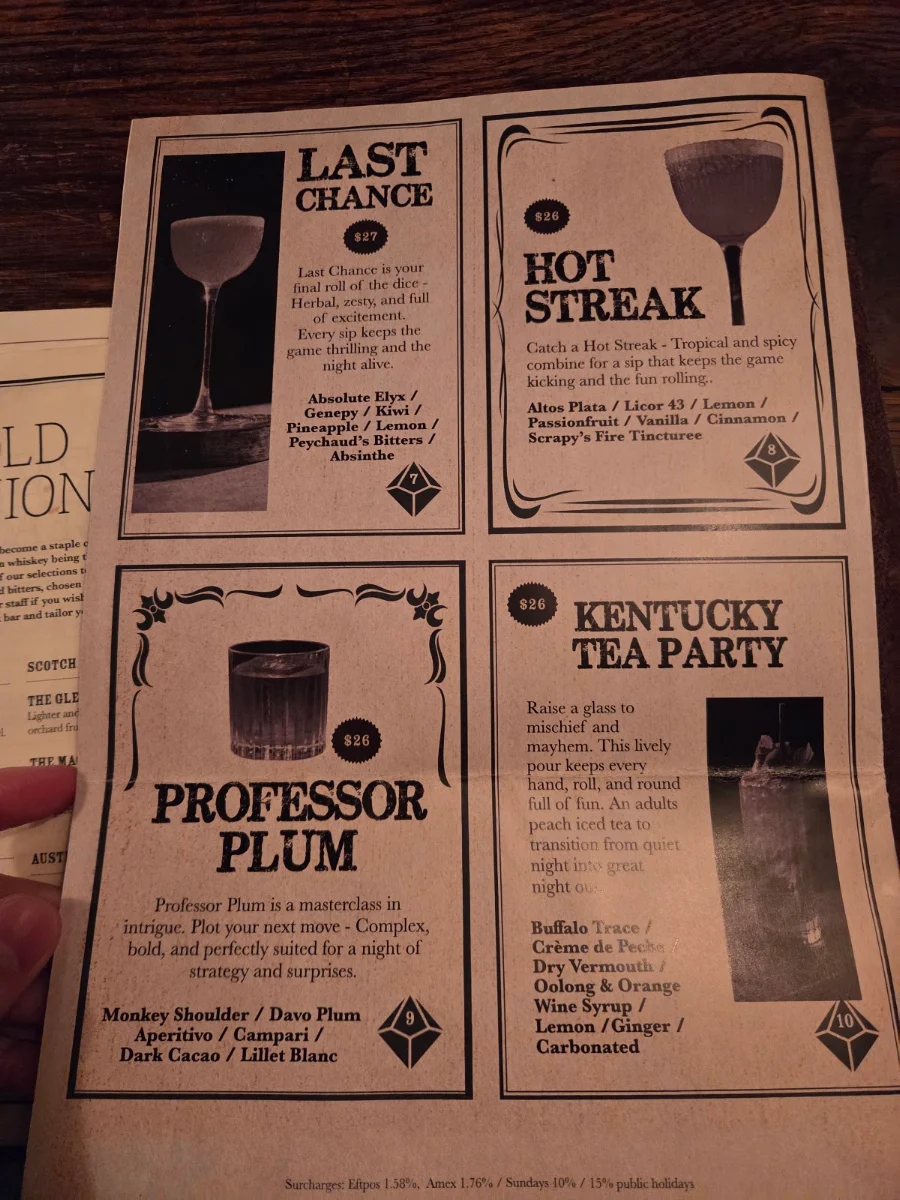 Menu, Beneath Driver Lane