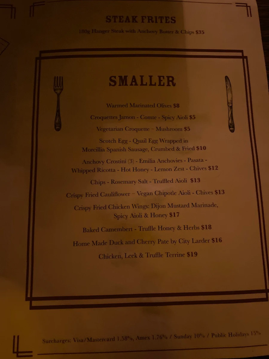 Menu, Beneath Driver Lane