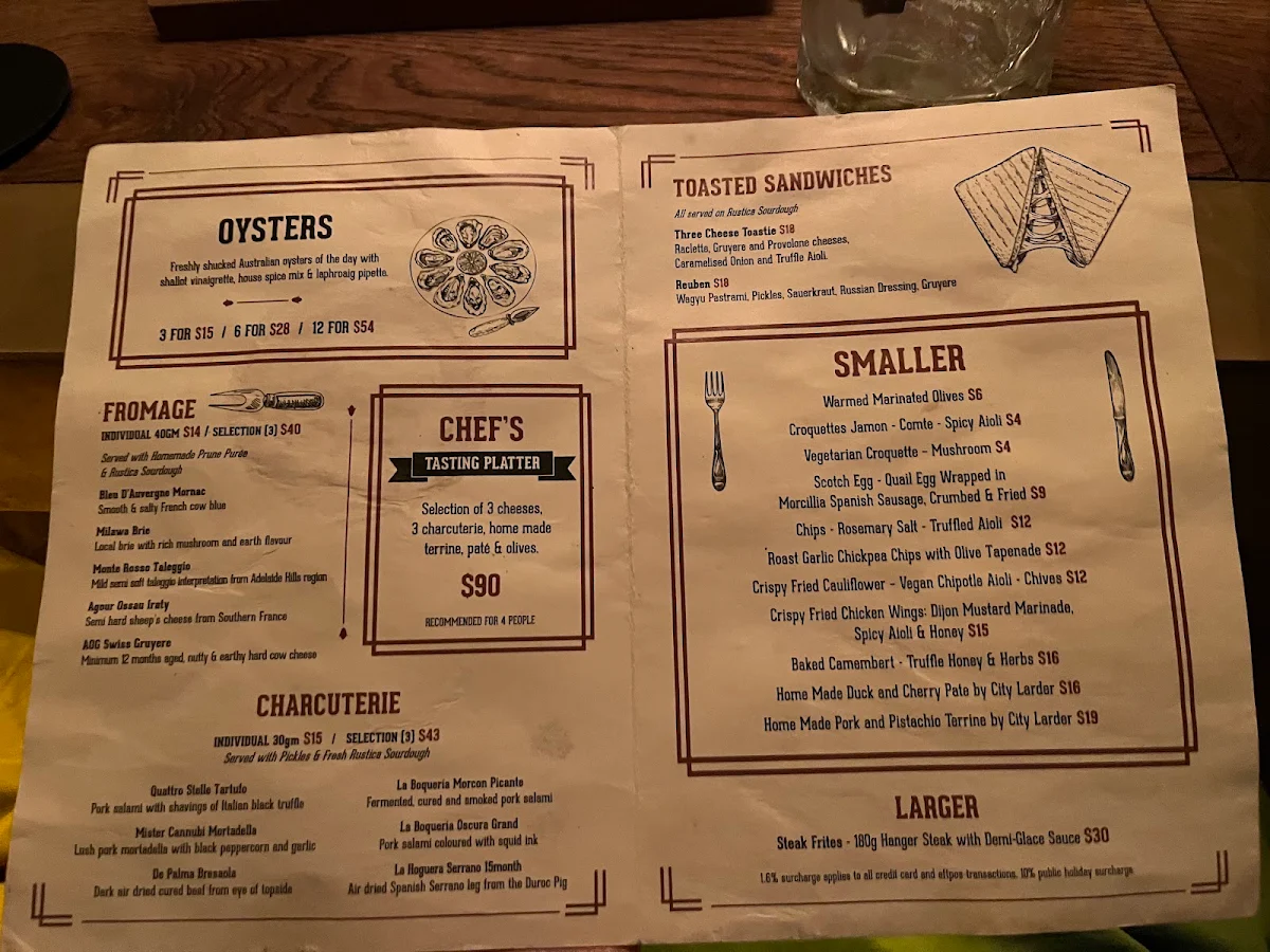 Menu, Beneath Driver Lane