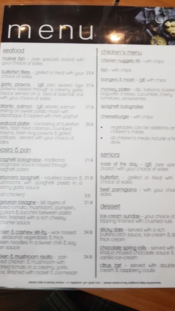 Menu, Lara Hotel