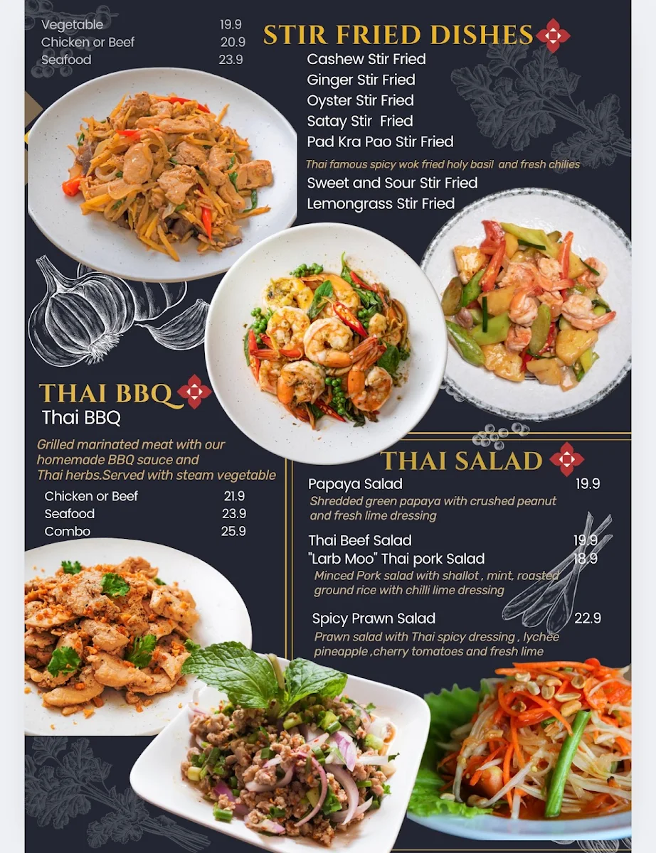 Menu, Aurora Thai Cuisine