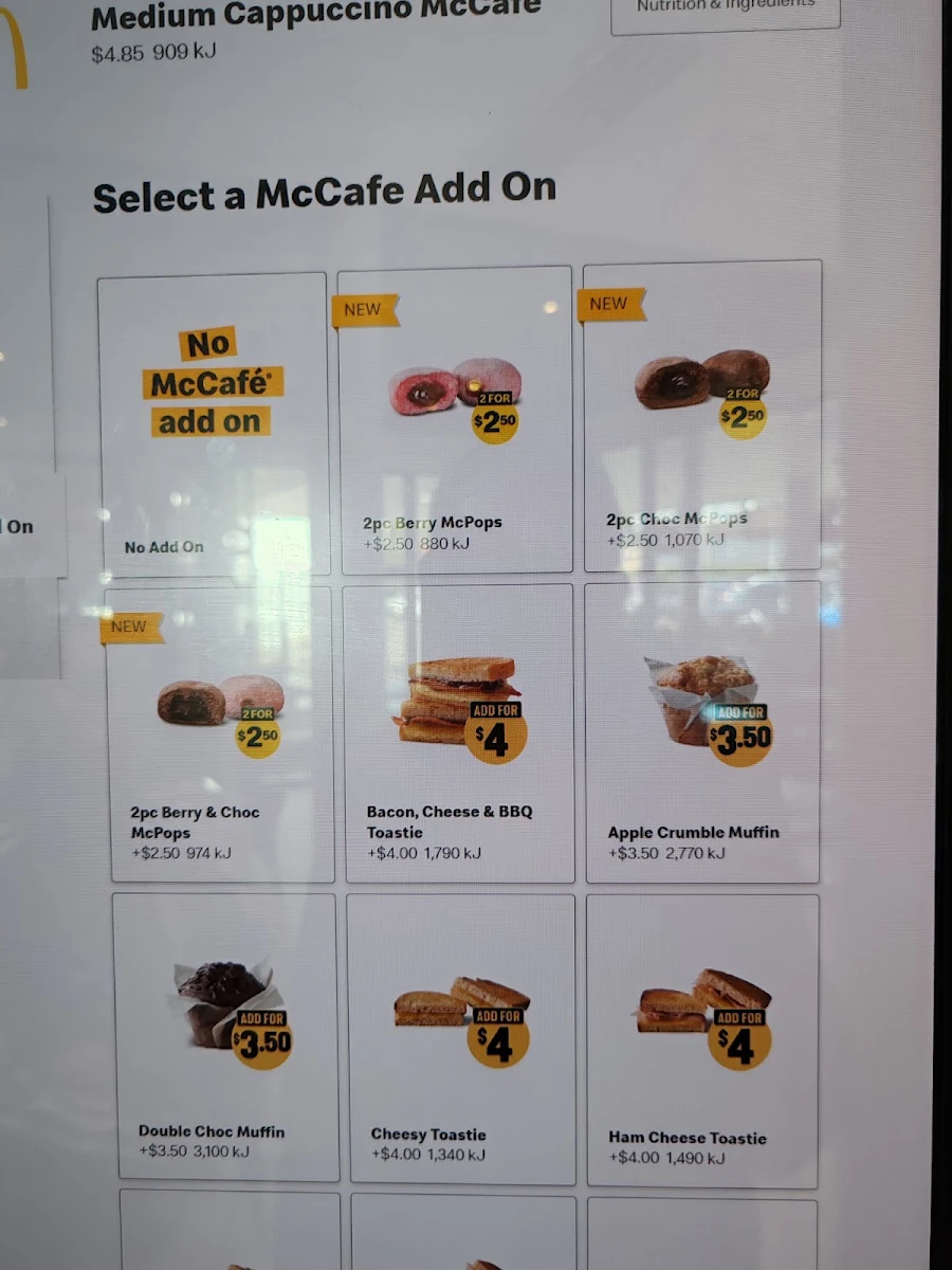 Menu, McDonald's Blacktown II