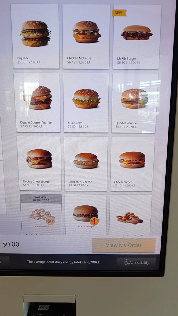 Menu, McDonald's Blacktown II