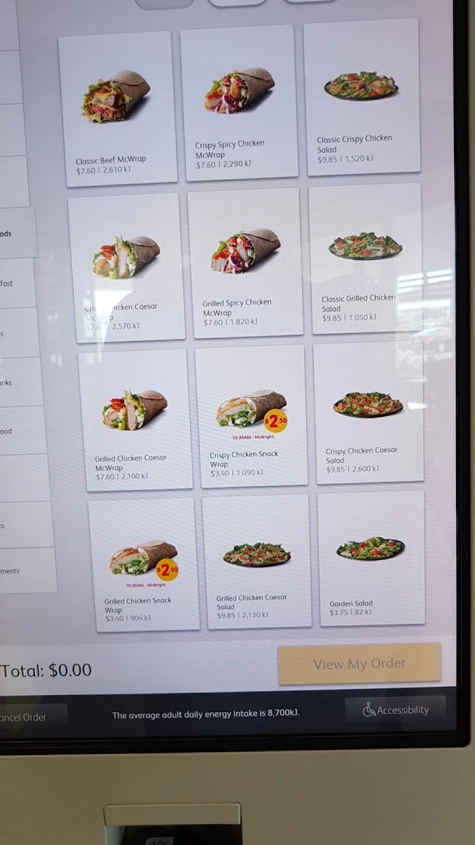 Menu, McDonald's Blacktown II