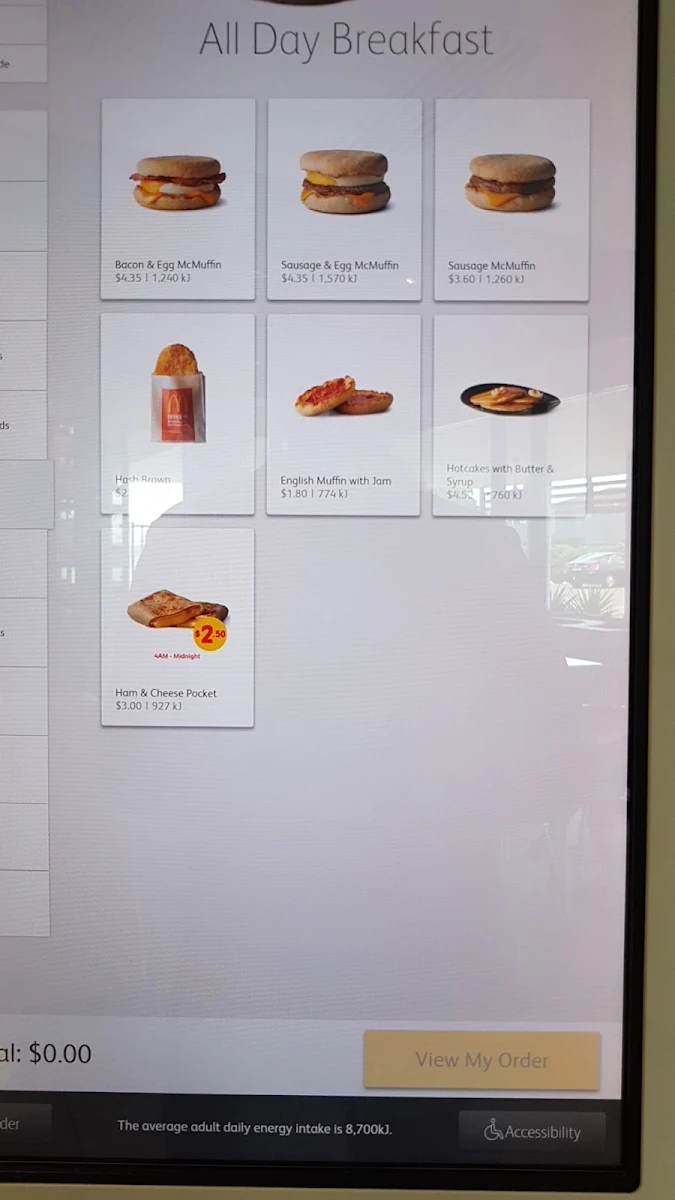 Menu, McDonald's Blacktown II