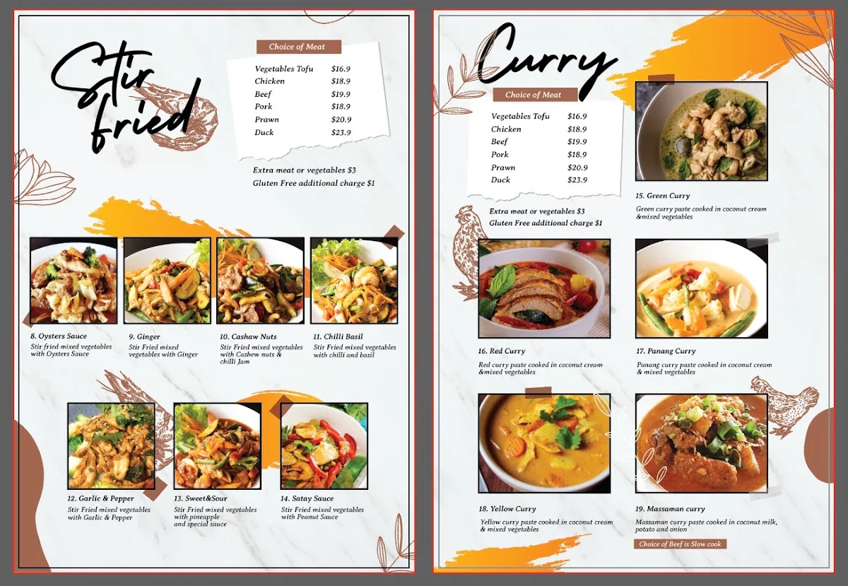 Menu, Fantastic Thai