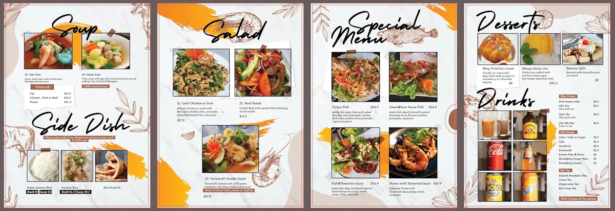 Menu, Fantastic Thai