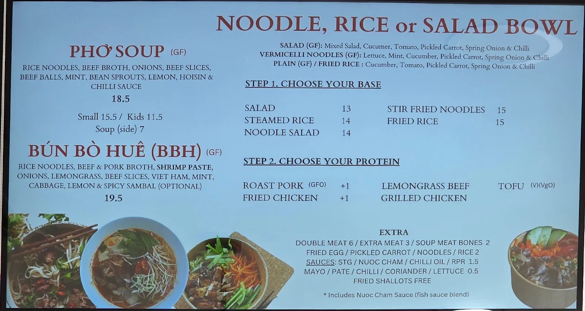 Menu, Saigon The Go