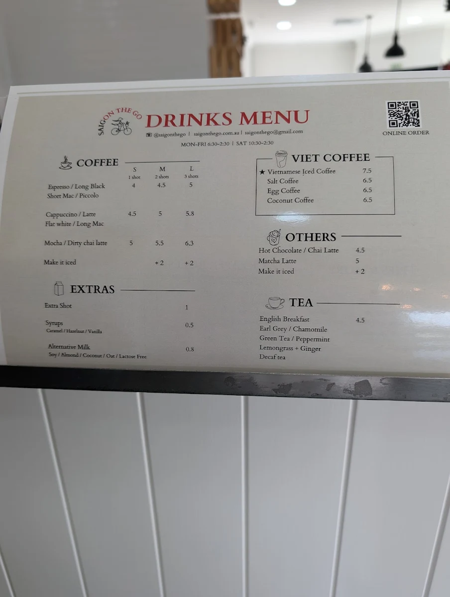 Menu, Saigon The Go