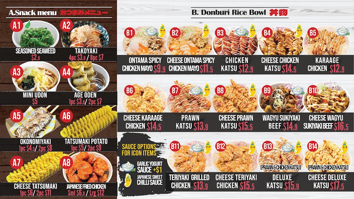 Menu, Yatai Express Mt Druitt