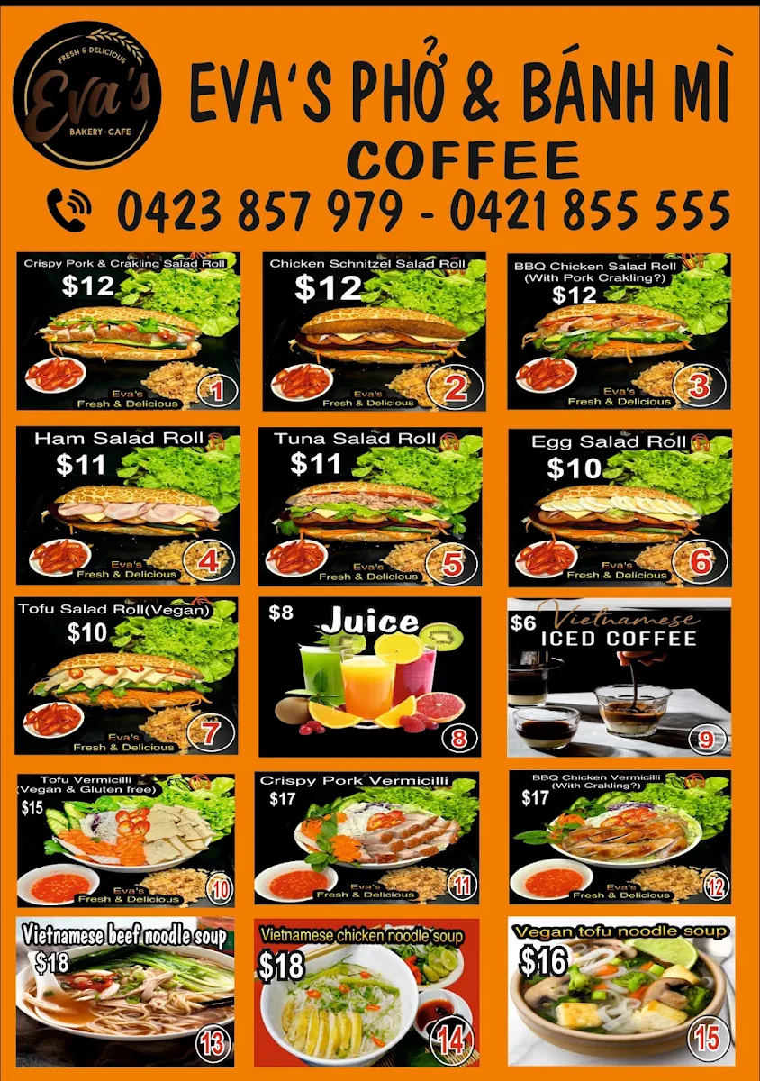 Menu, Eva's Banh Mi & cafe