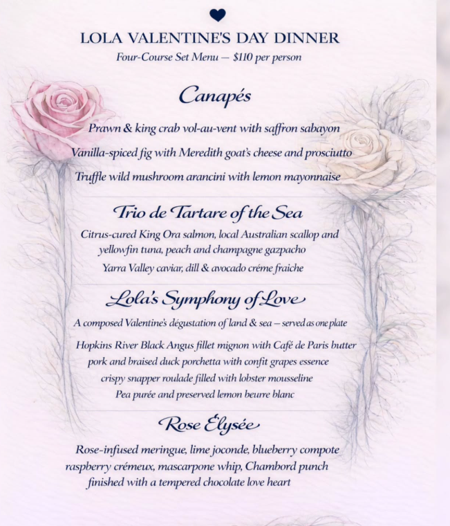 Menu, Restaurant Lola